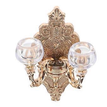 Dollhouse Light Miniature Wall Sconce Lamp for Decoration Golden Alloy