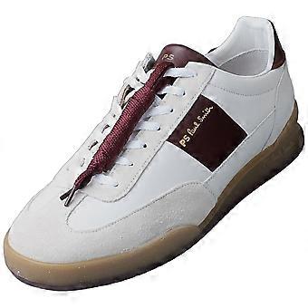 Paul Smith Dover Mens Fashion Trainers in White Burgundy
