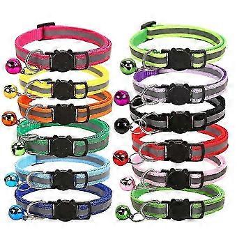 Quick Release Reflective Cat Collar With Bell Adjustable 8-12" In 12 Pieces