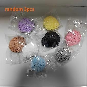 Exfoliating Bath Pouf Set, 3 Pcs Cute Flower-Shaped Shower Sponges, Honeycomb Porous Texture, Random Colors for Body Bathing