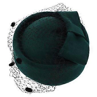 Pillbox Hat Wełniany filcowy francuski beret z welonem Vintage Bowknot Fascynator Kapelusze dla kobiet Zimowy koktajl Herbatka Party Kościół weselny