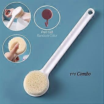 Long-Handle Back Brush Set with Macaron Hook, Soft Bristles Ergonomic Design for Easy Reach, Durable Plastic Bath Brush for Back and Hard-to-Reach Are