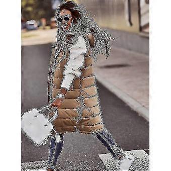 Femmes à capuche Quilted Zip Up Gilet Gilet Rembourré Gilet d’hiver Long Bodywarmer