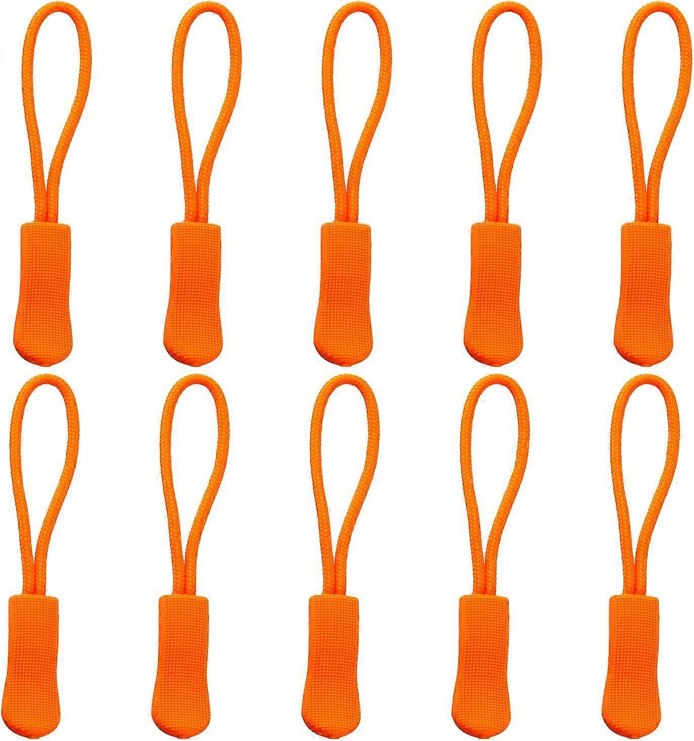 10Pcs Replacement Zipper Pulls Orange Zipper Pull Cord Extender, Orange