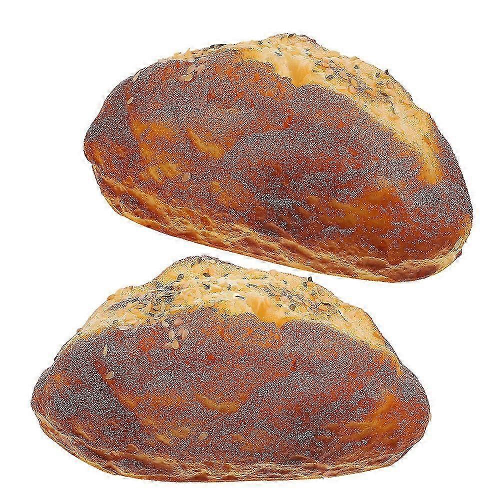 Artificial Bread Decoration Simulation Bread Model for Display Use 2Pcs Durable PU