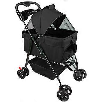 2-in-1-Hundebuggy, faltbarer Haustierbuggy, Hundebox, Reisebuggy für kleine Hunde/Katzen, Sicherheitsgurt, Aufbewahrungskorb