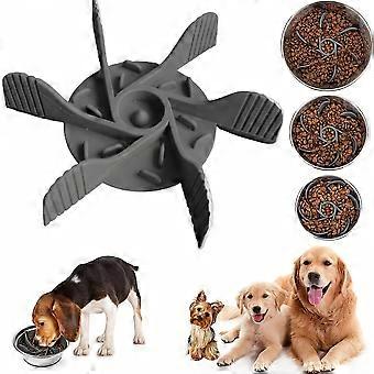 Gray Silicone Slow Feeder Dog Bowl, Windmill Anti-Choke Design, Pet Food Dispenser for Healthy Eating Habits, Delayed Eating