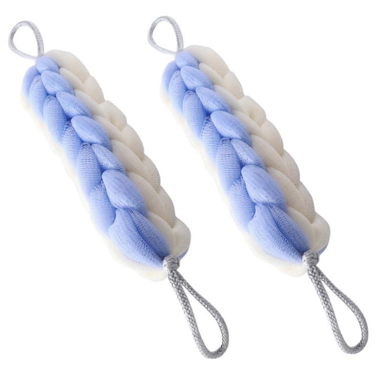 Exfoliating Back Scrubber and Shower Loofah Sponge 2 Pack with Quick Dry Hanging Loop