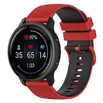 22mm Watch Band for Garmin Vivoactive 4 Forerunner 255, Soft Rubber Strap Red Black Quick Install