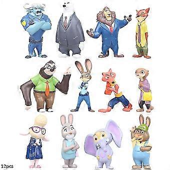 Kids Birthday Party Gift Toy 12 Pcs Zootopia Mini Figure Set Judy Hopps Nick Wilde Mr Big Collectible Doll Model Cake Decoration