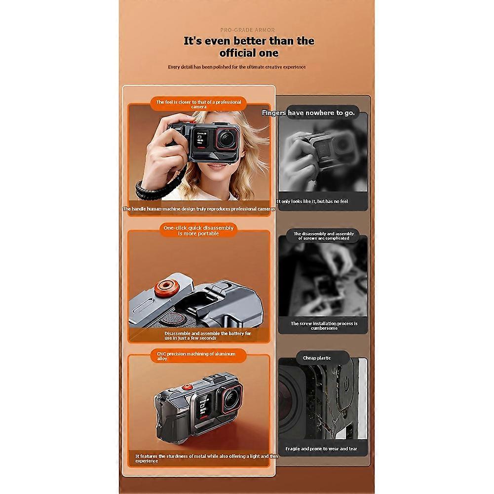 For Insta360 Ace Pro /Pro2 Grip Kit Quick Release Camera Metal Frame Case Protective Cage Holder Bracket A
