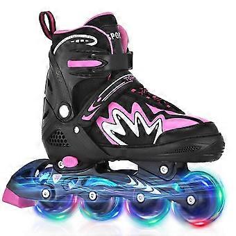 Roller Blades Kids Adjustable Roller Skates with Light-Up Wheels Secure Triple Closure System for Girls Boys Toddler Smooth Quiet Rollerblades