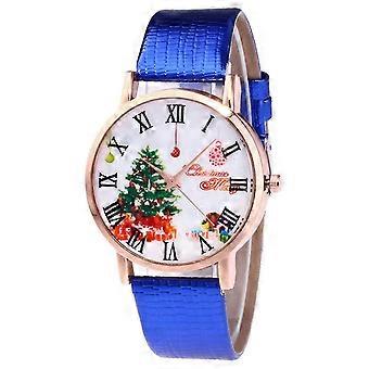 Christmas Fashion Simple Belt Watch Dial Ladies Quartz Christmas Watch with Leather Strap Alloy Head Tempered Glass