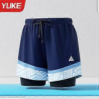 Mens Quick-Dry Board Shorts Swim Trunks Swimming Beach Water Sports UV Protection Double-Layer Design