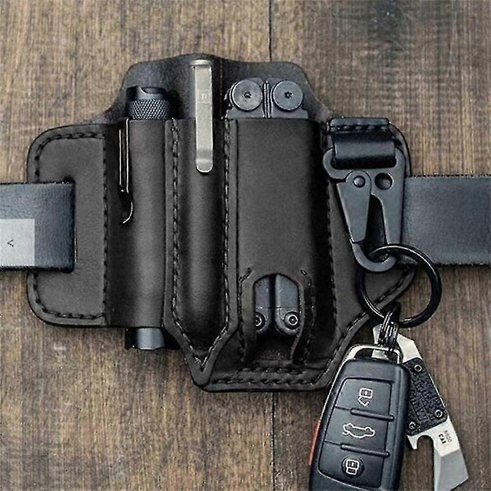 Leather Multitool Sheath EDC Pocket Organizer Compatible with Multitools, Flashlights, Keys