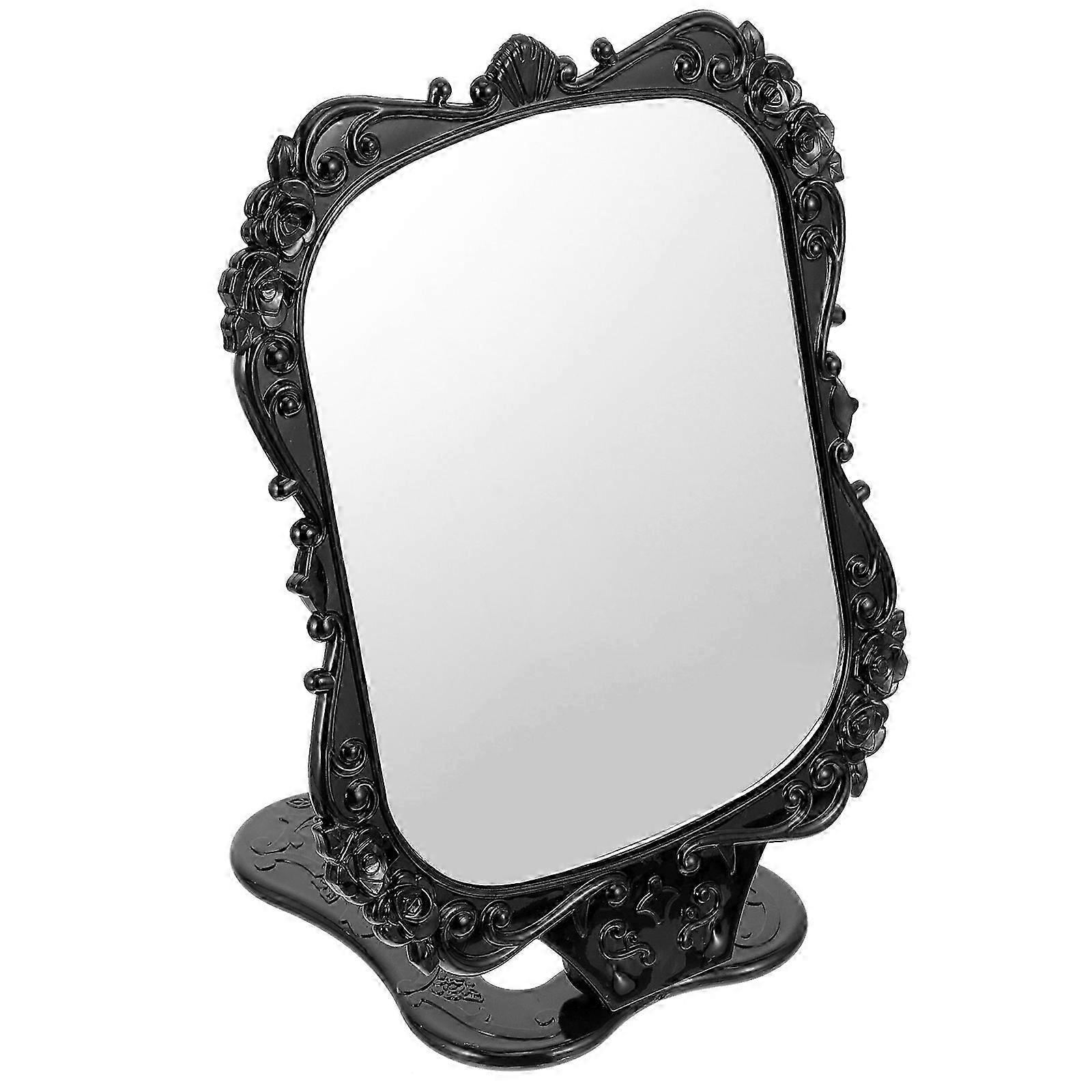Foldable Oval Cosmetic Mirror Black