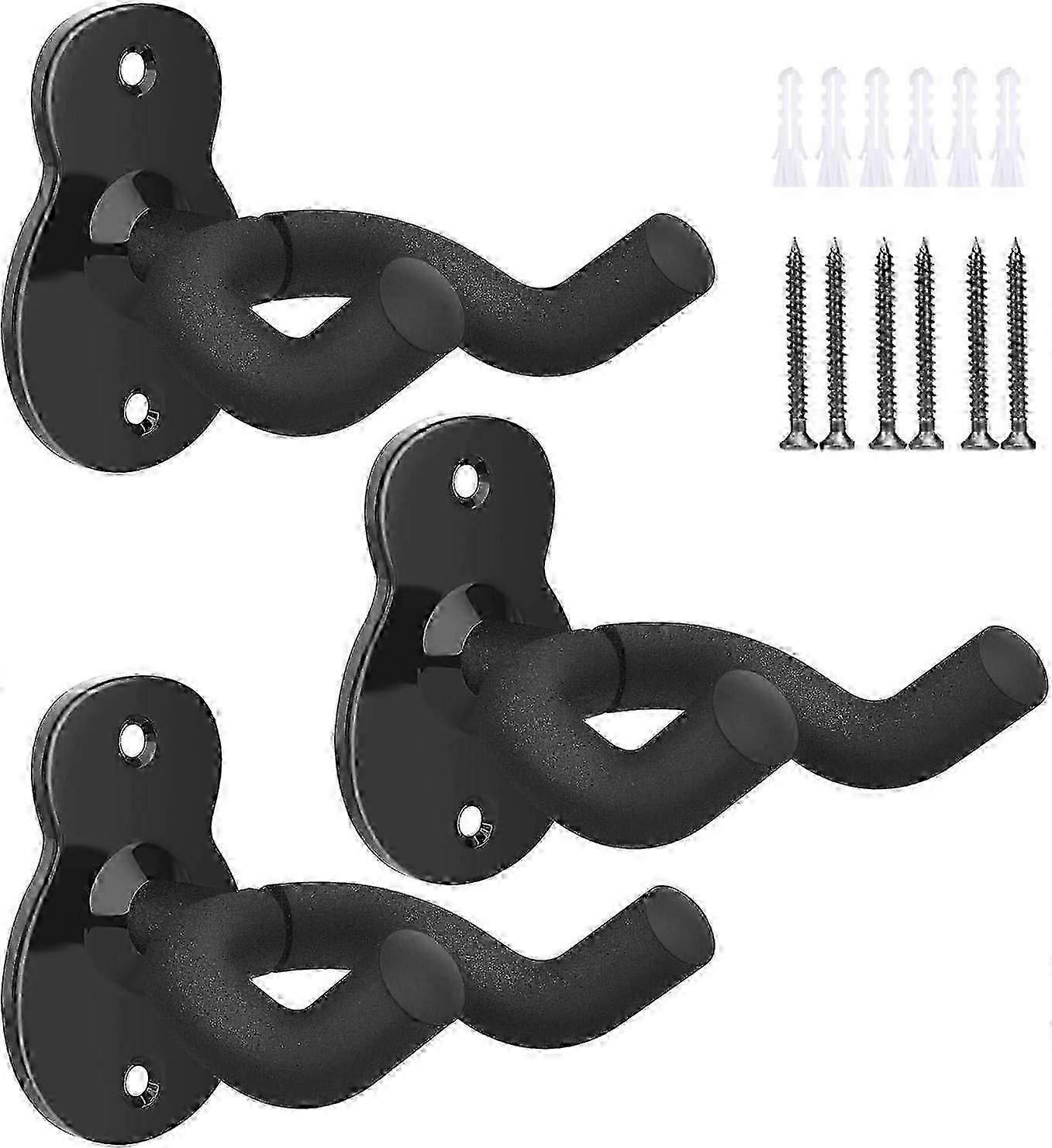 Black Guitar Wall Hooks 3 Pack