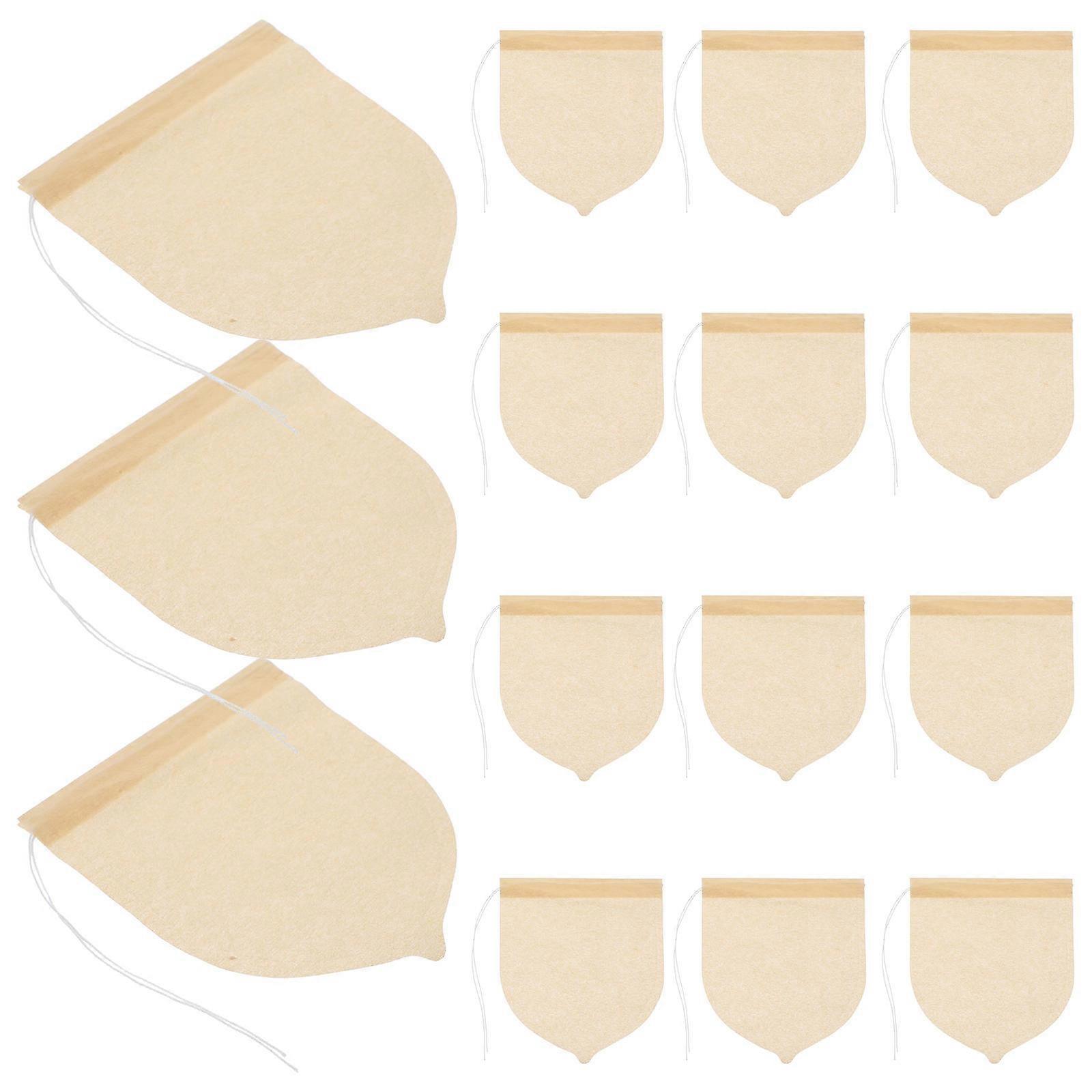 Drawstring Tea Filter Bag for Loose Leaf Tea 100Pcs Disposable Beige
