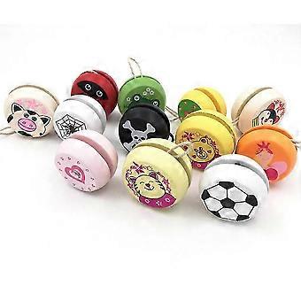 Wooden Yoyo Ball Toy Set for Kids Wrist Exercise, Colorful Cartoon Pattern, Smooth Safe Wood, 3Pcs, Indoor Outdoor Fun, Gift for Children