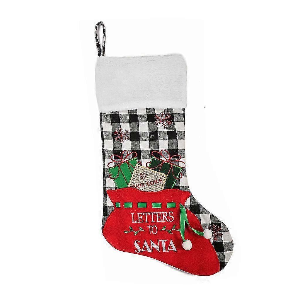 Plush-Topped Linen Christmas Stocking