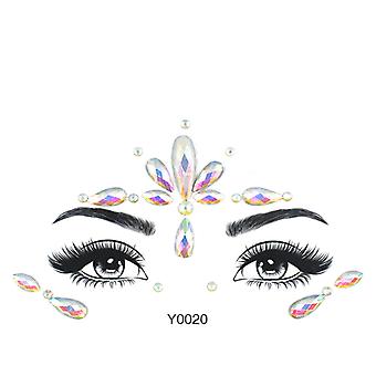 Veeki 1PCS  Luminous Face Jewels Crystal Glitter Stickers , Makeup Green Halloween Rainbow Tears Glow In Dark Rave Accessories