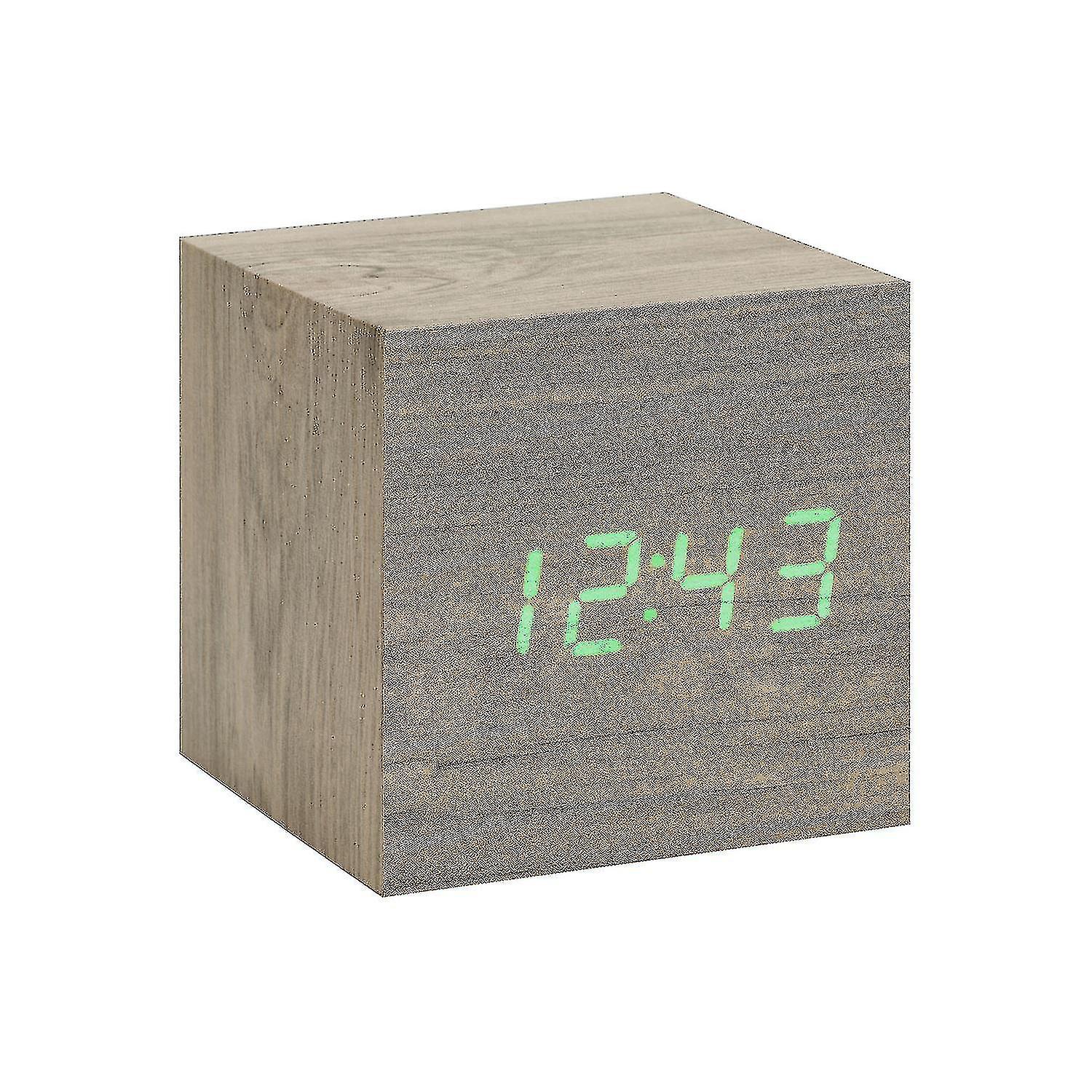 Gingko Cube Led Click Clock Alarm Clock With Sound Activation (time, Date Temperature)
