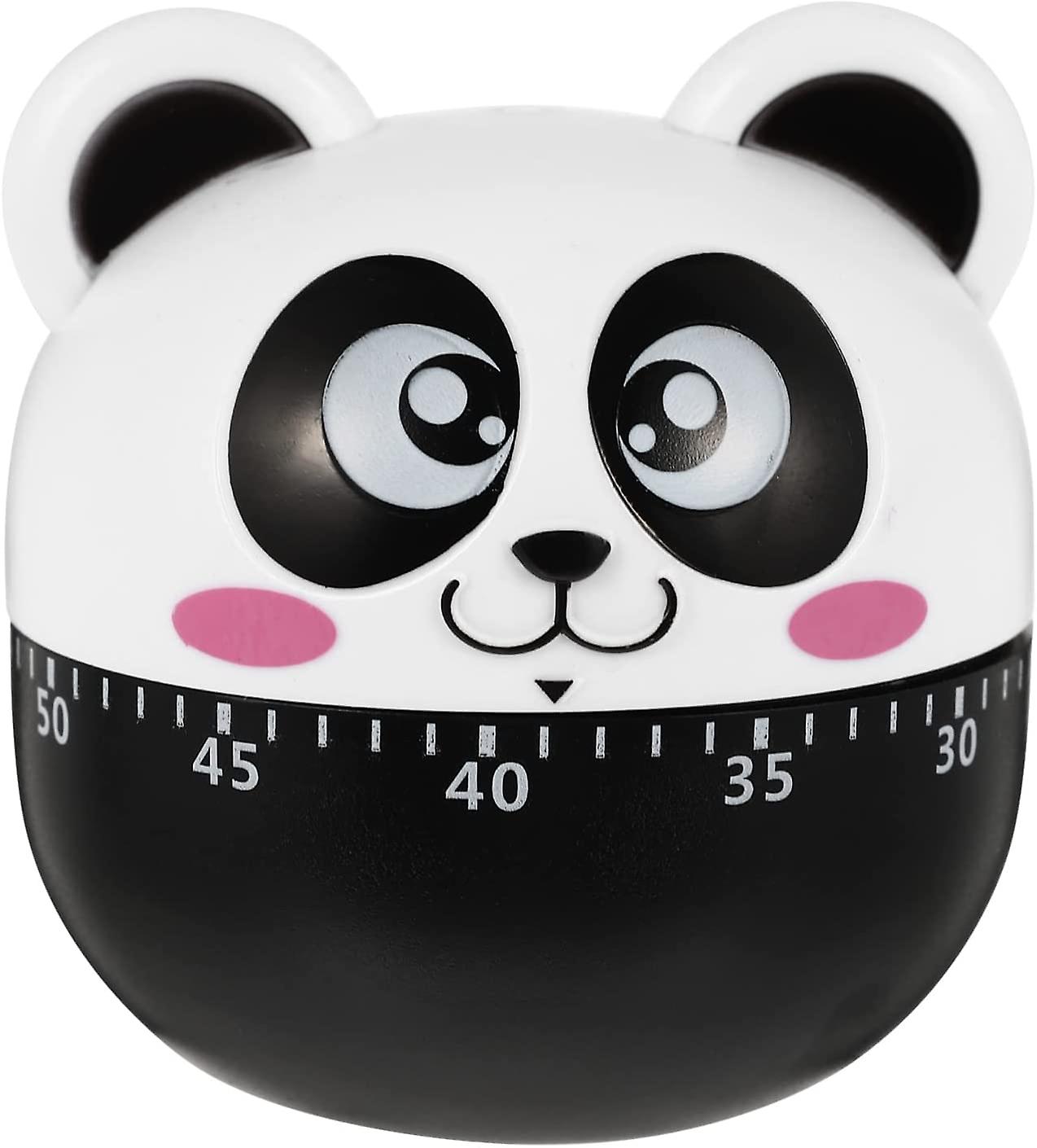 Heytea Kitchen Egg Timer Cute Classroom Timer Panda Shaped Mechanical Kitchen Baking Cooking Timer Reminder 60 Minutes (Black)