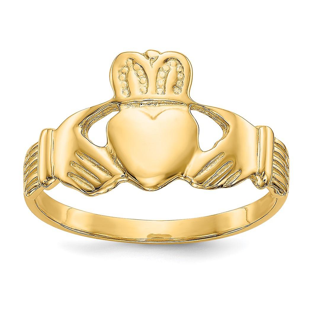 10Kソリッドイエローゴールドメンズアイリッシュクラダケルトトリニティノットリングサイズ9.75-男性用リング