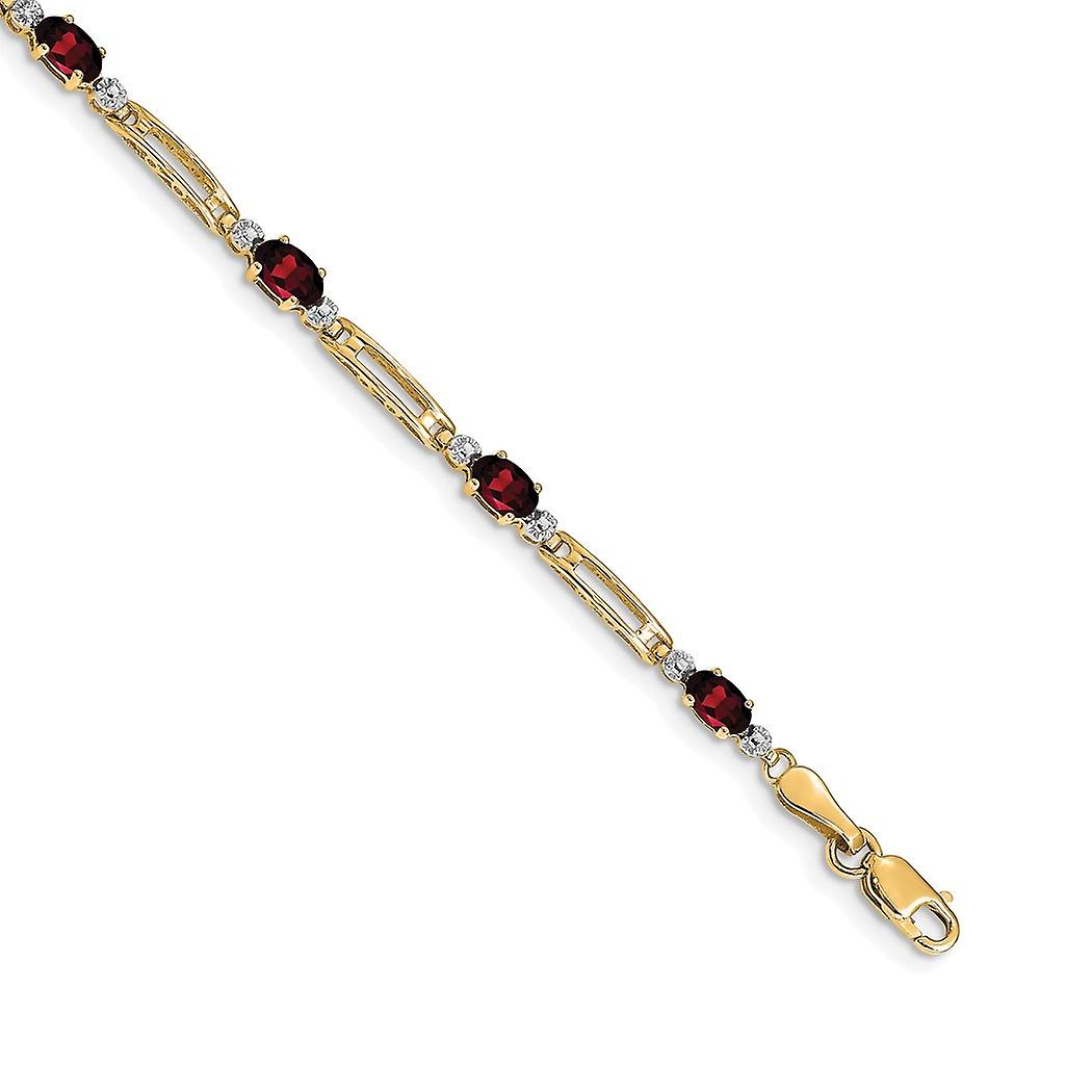 3.5mm 10Kソリッドイエローゴールドダイヤモンドとガーネットブレスレットリンクブレスレット女性用