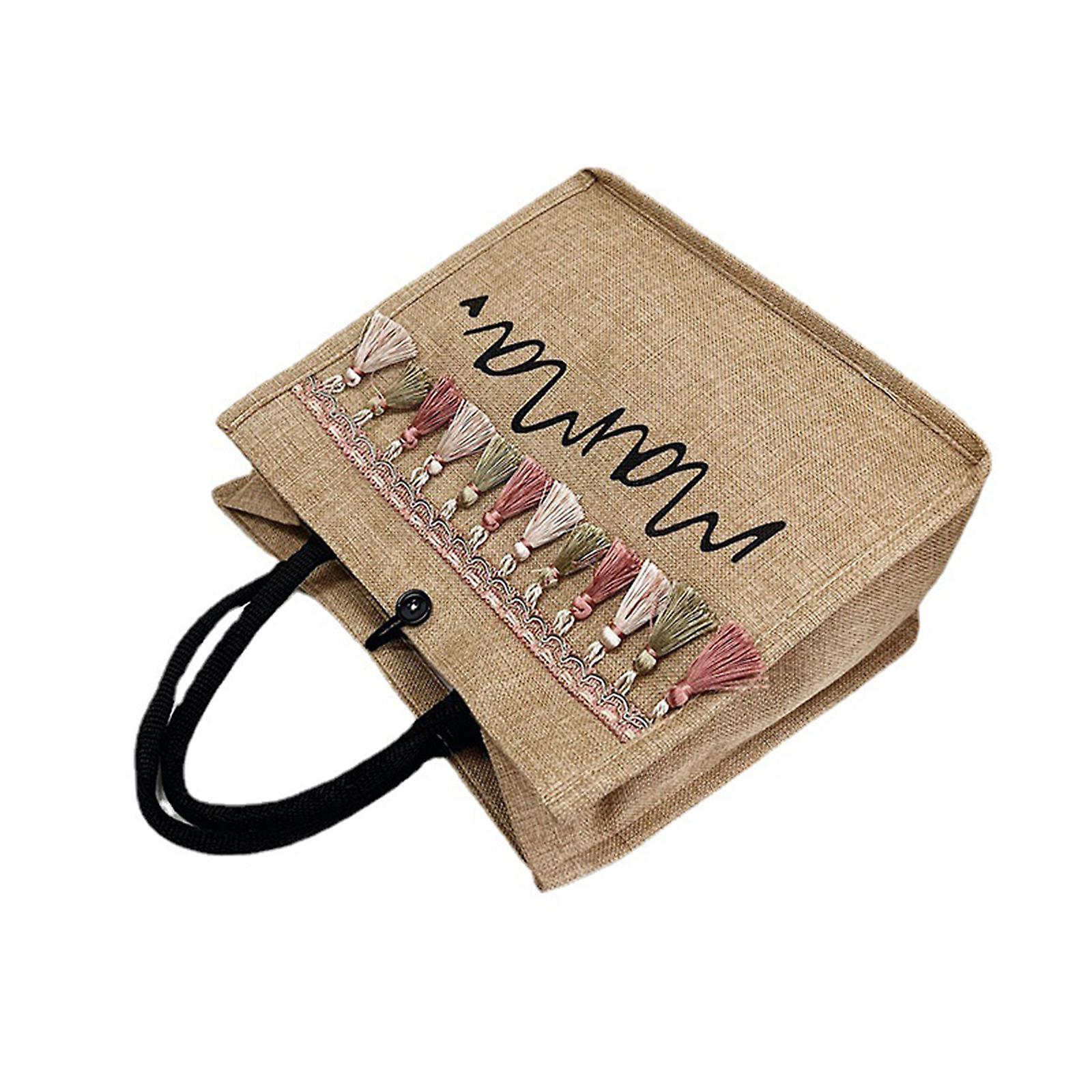 女性タッセルショルダーバッグリネントートカジュアルトラベル大容量ショッピングバッグ