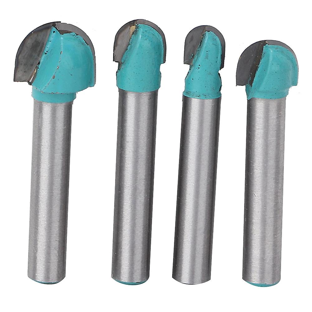 4pcs 6mm Round Shank Wooden Work Milling Cutter Bit Woodworking Core Box Router Bit Set