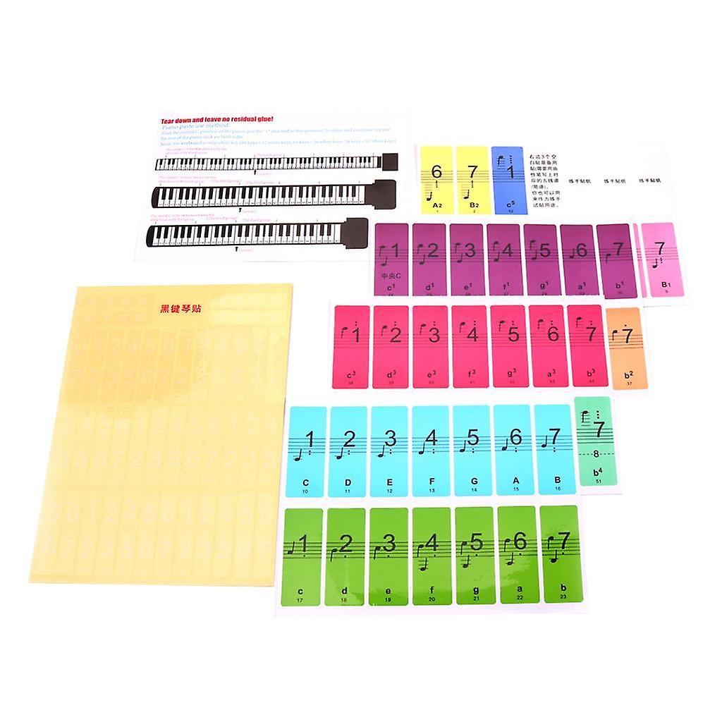 Removable Piano Note Keyboard Sticker for 88/61/51 Piano Key Keyboards
