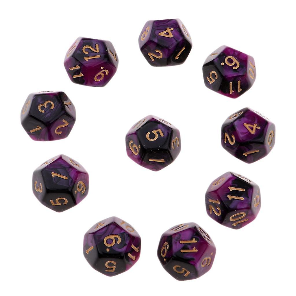 Multi-sided Dice Polyhedron Dice D12 for D&D TRPG Table Game Purple+Black