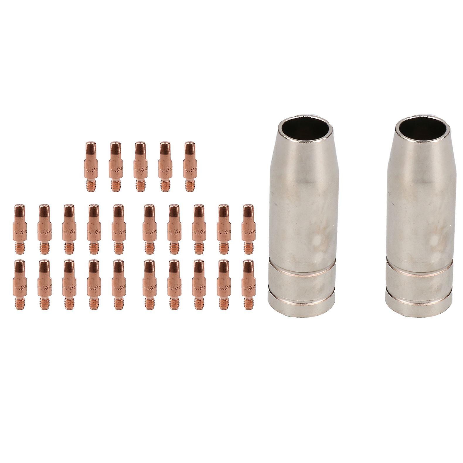 2 shroud & 25 x 1.0mm Round Contact Tips MIG Welding Binzel Style MB15 Torch