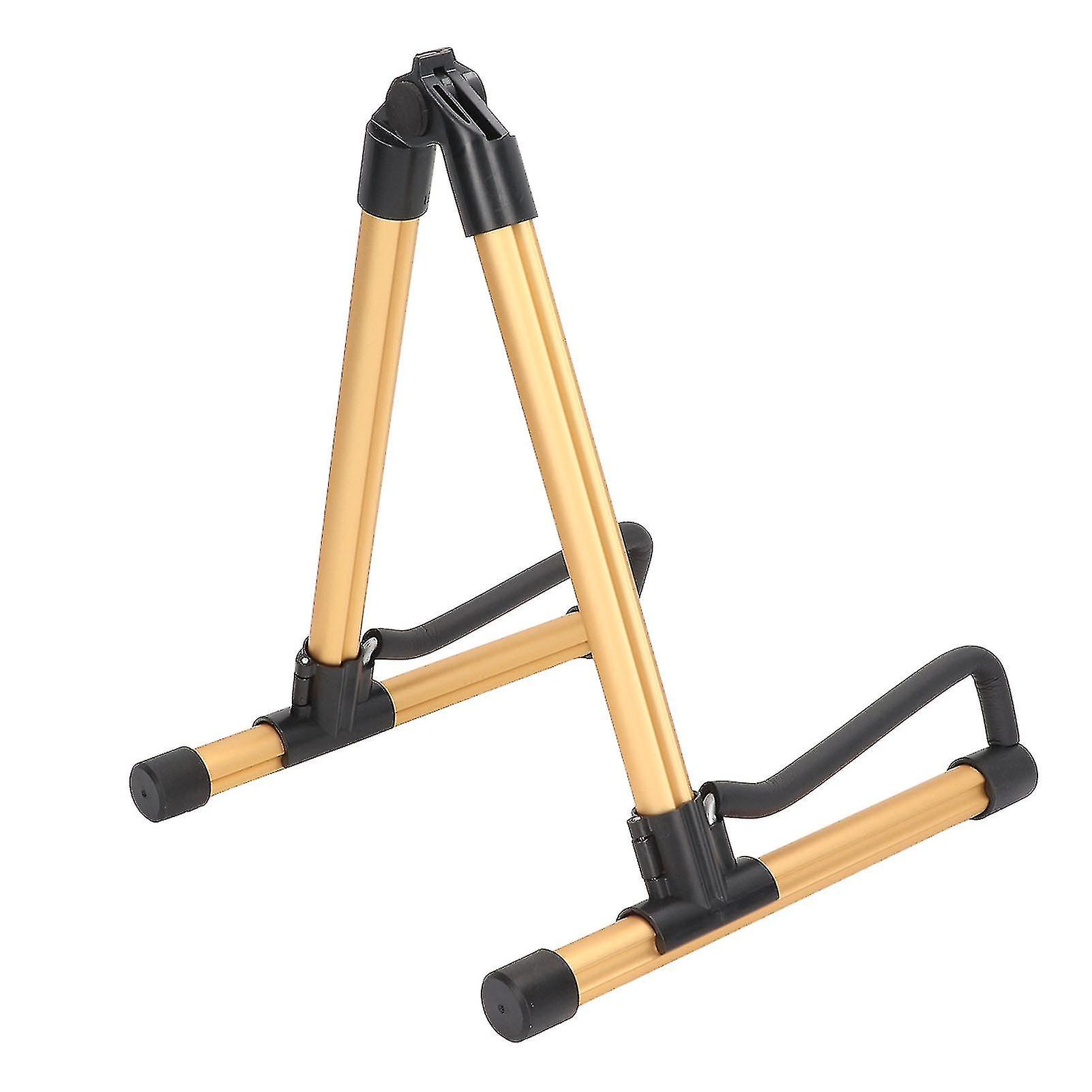 Foldable Guitar Stand Adjustable Metal Folding Instrument Stand for String Instruments Gold