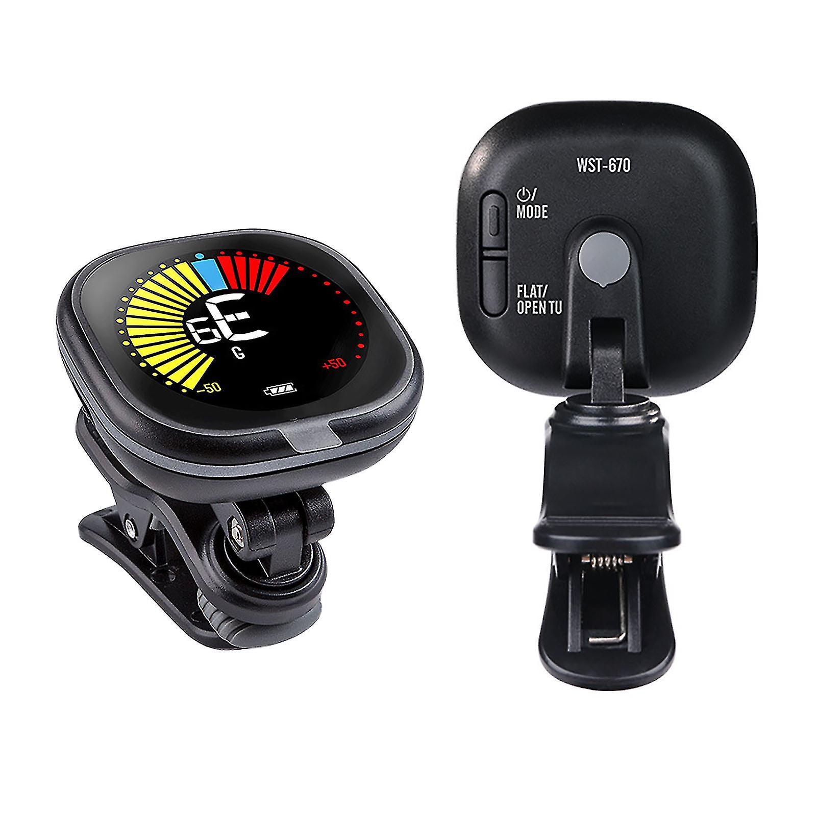 Guitar Tuner 12 Equal Temperament LCD Display Automatisches elektronisches Stimmgerät mit wiederaufladbarem Akku für Violine Ukulele schwarz (spezielle Stimmung) 