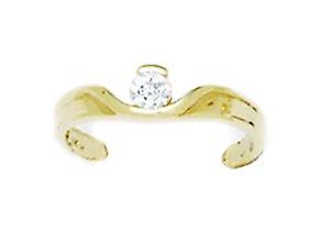 14k Yellow Gold Cubic Zirconia Adjustable Elegant Single Stone Body Jewelry toe ring-toe ring for Women