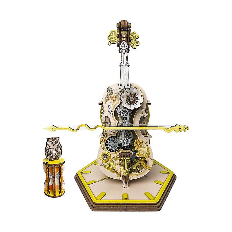 Violoncel din lemn Music Box Model Kituri Gear Model Building Constructii Craft Kits,Cel mai bun cadou