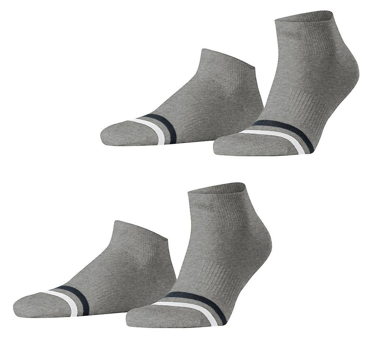Esprit Accent Stripe 2 Pack Sneaker Socks - Light Grey