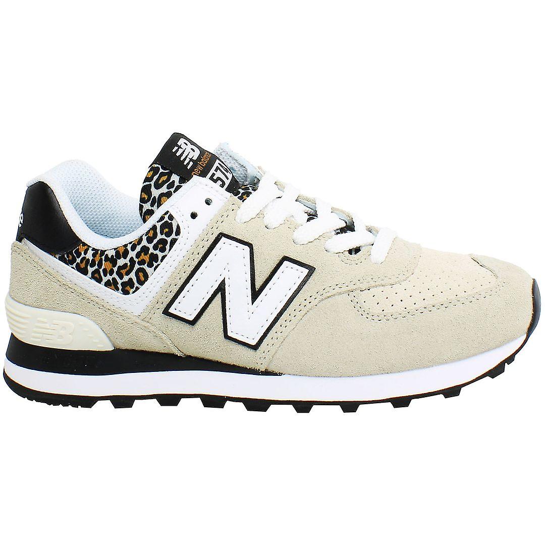 New Balance 574 Leopard Lace-Up Grey Synthetic Womens Trainers WL574AY2