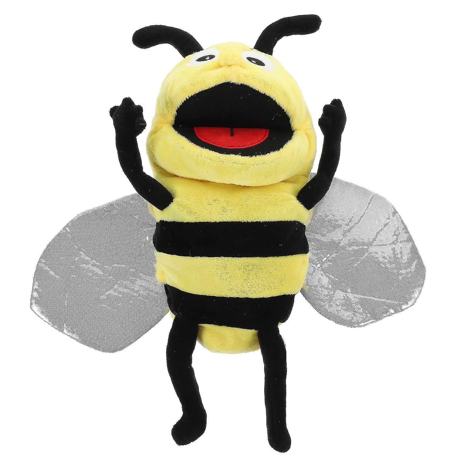Plush Cartoon Bee Hand Puppet Stuffed Insect Interactive Pretend Play Puppet
