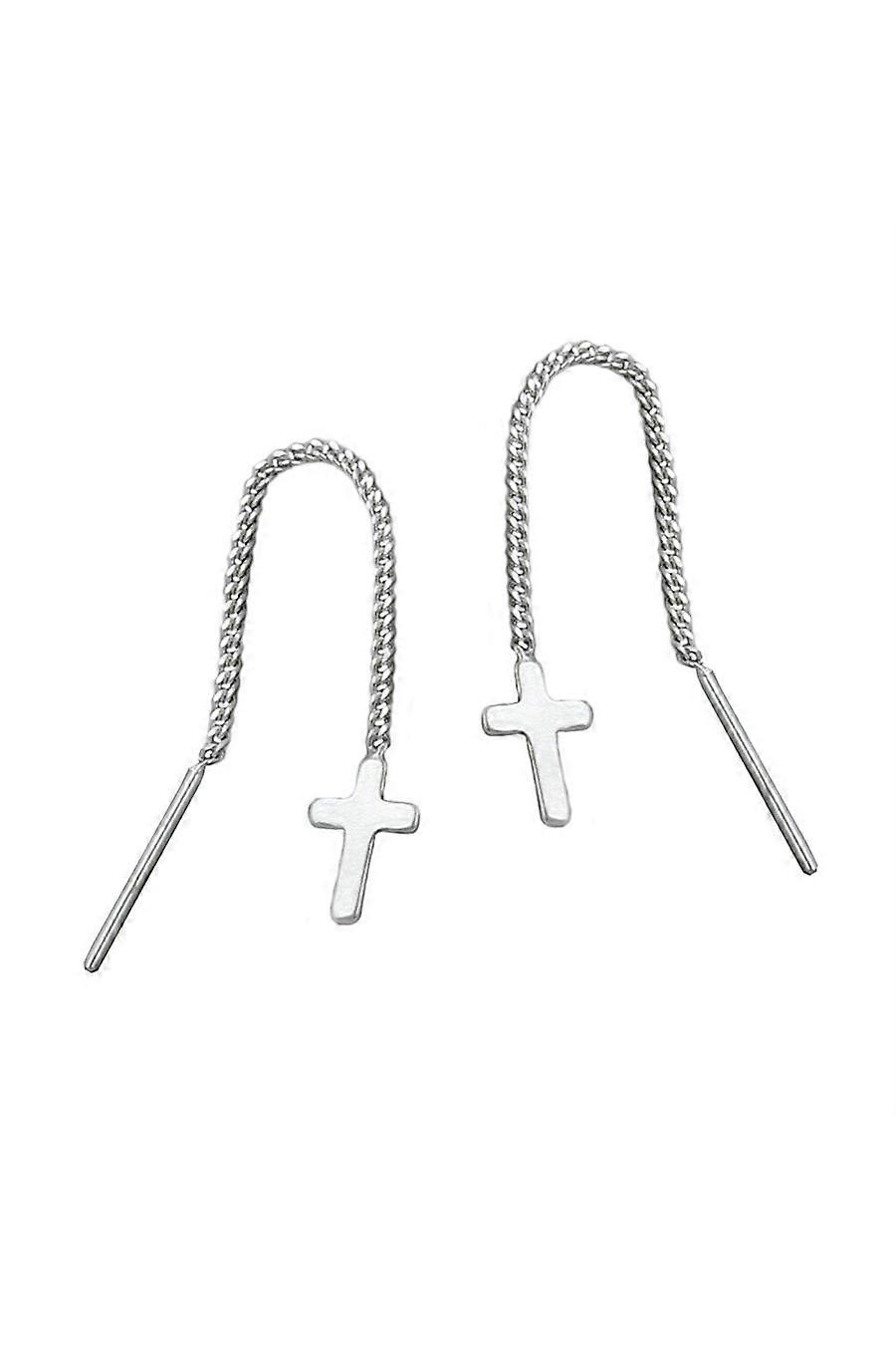 Earrings Chain & Cross Silver 925 - Gl93254