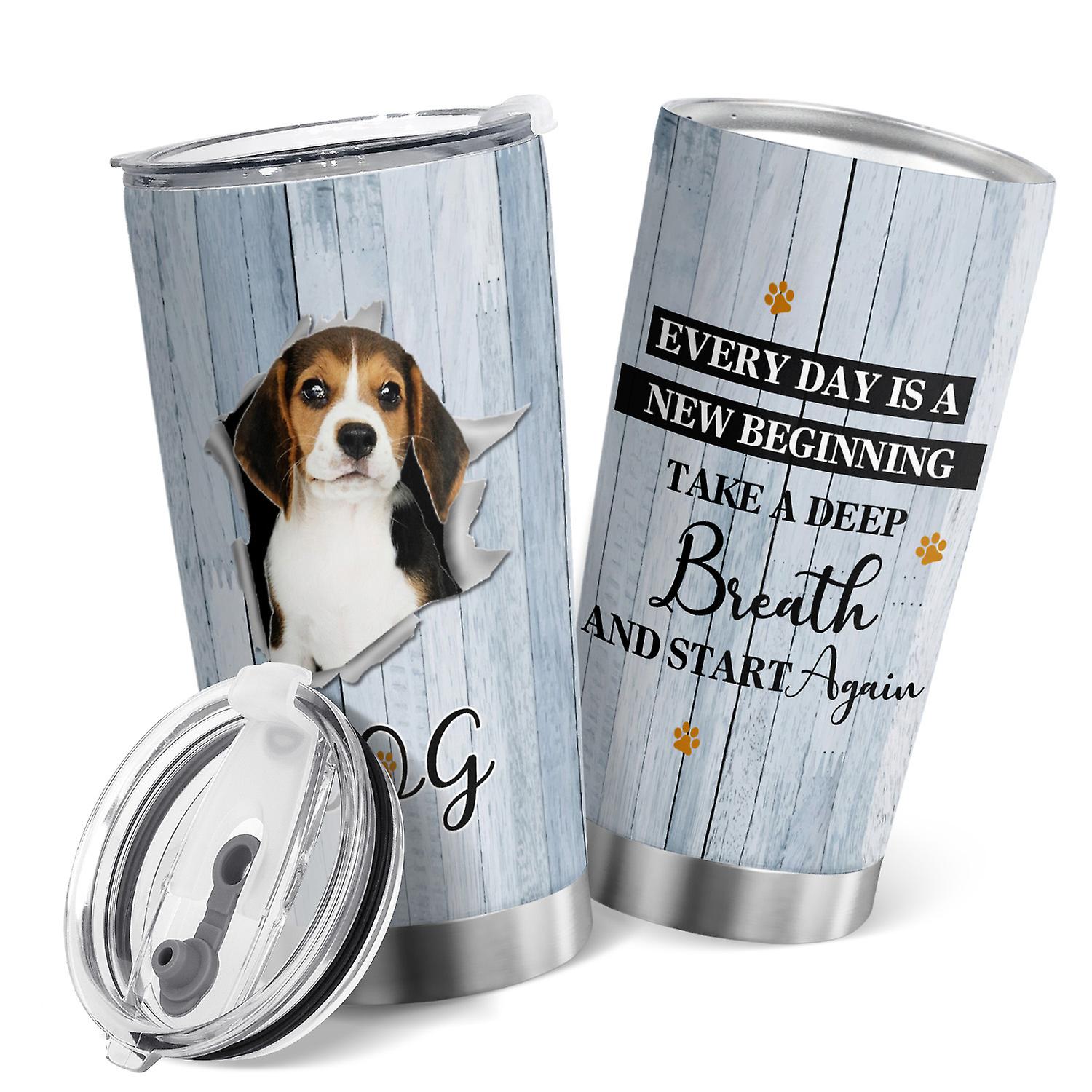 Oasisdream 20oz Dog Print Vacuum Insulated Stainless Steel Tumbler with Lid