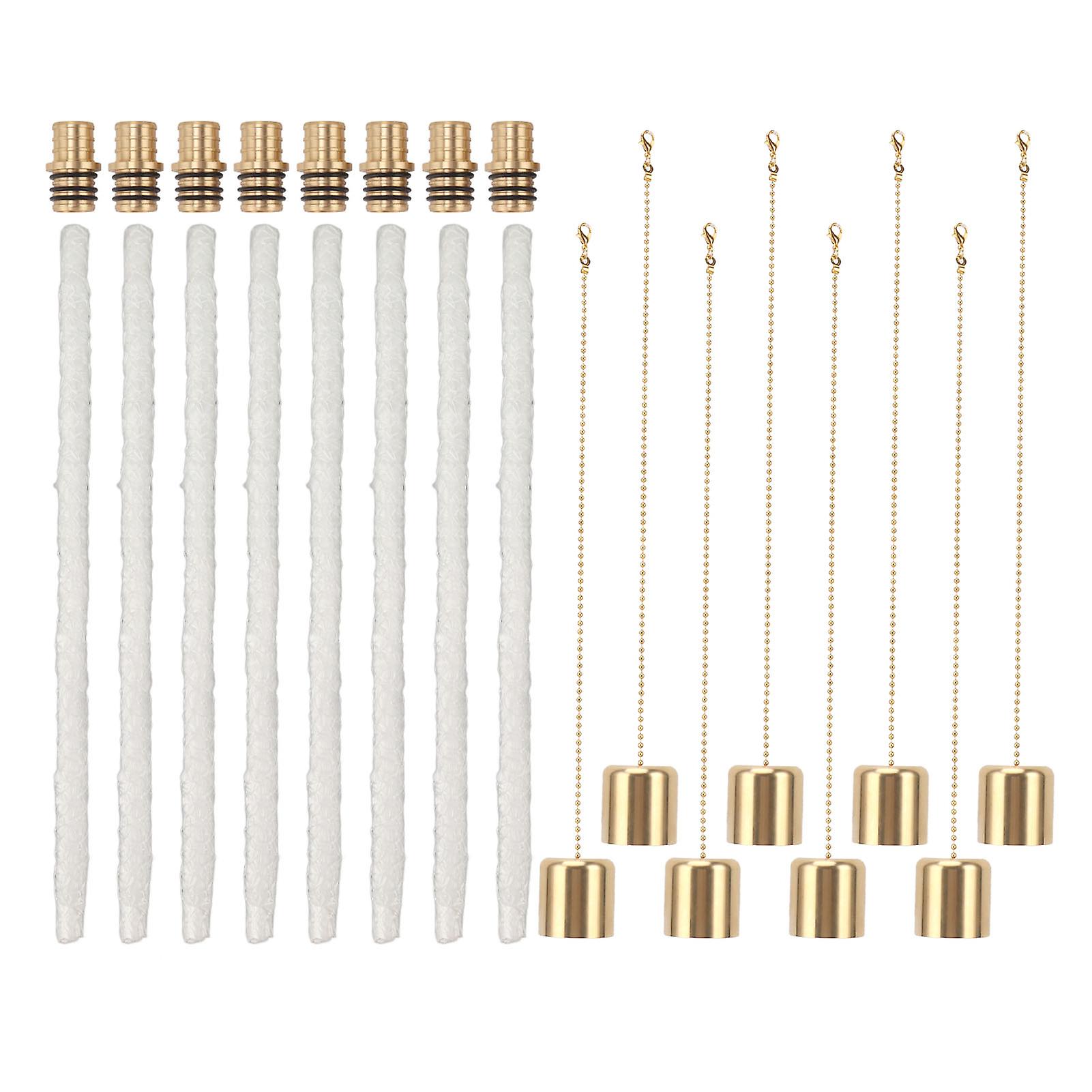 8 Pcs Wine Bottle Torch Kit, Long Lasting Torch Wicks, Brass Wick Holders, Wine Bottle Torch Caps, for Garden and Patio