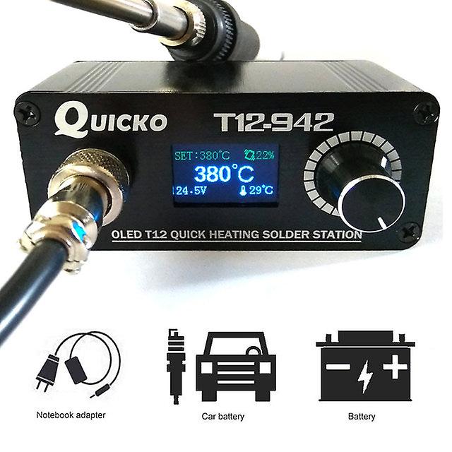 T12-942 لحام كهربائية Oled محطة لحام رقمية مع مقبض نصائح الحديد لحام كيت أسود محمول 24V 3a لحام