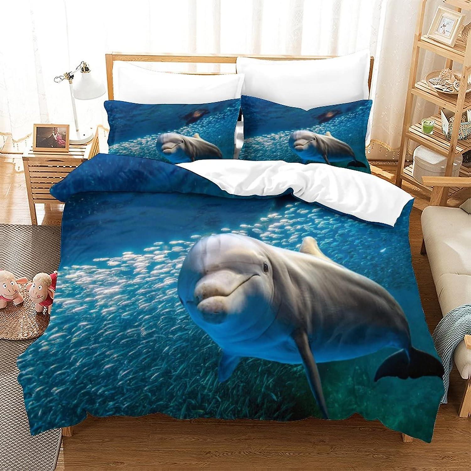 VOSILE Shark Zestaw poszewek na kołdrę Pościel Zapięcie na zamek błyskawiczny, ultra miękka poszewka na kołdrę z mikrofibry Zestaw 3 sztuk odpowiedni dla dzieci, młodzieży i dorosłych