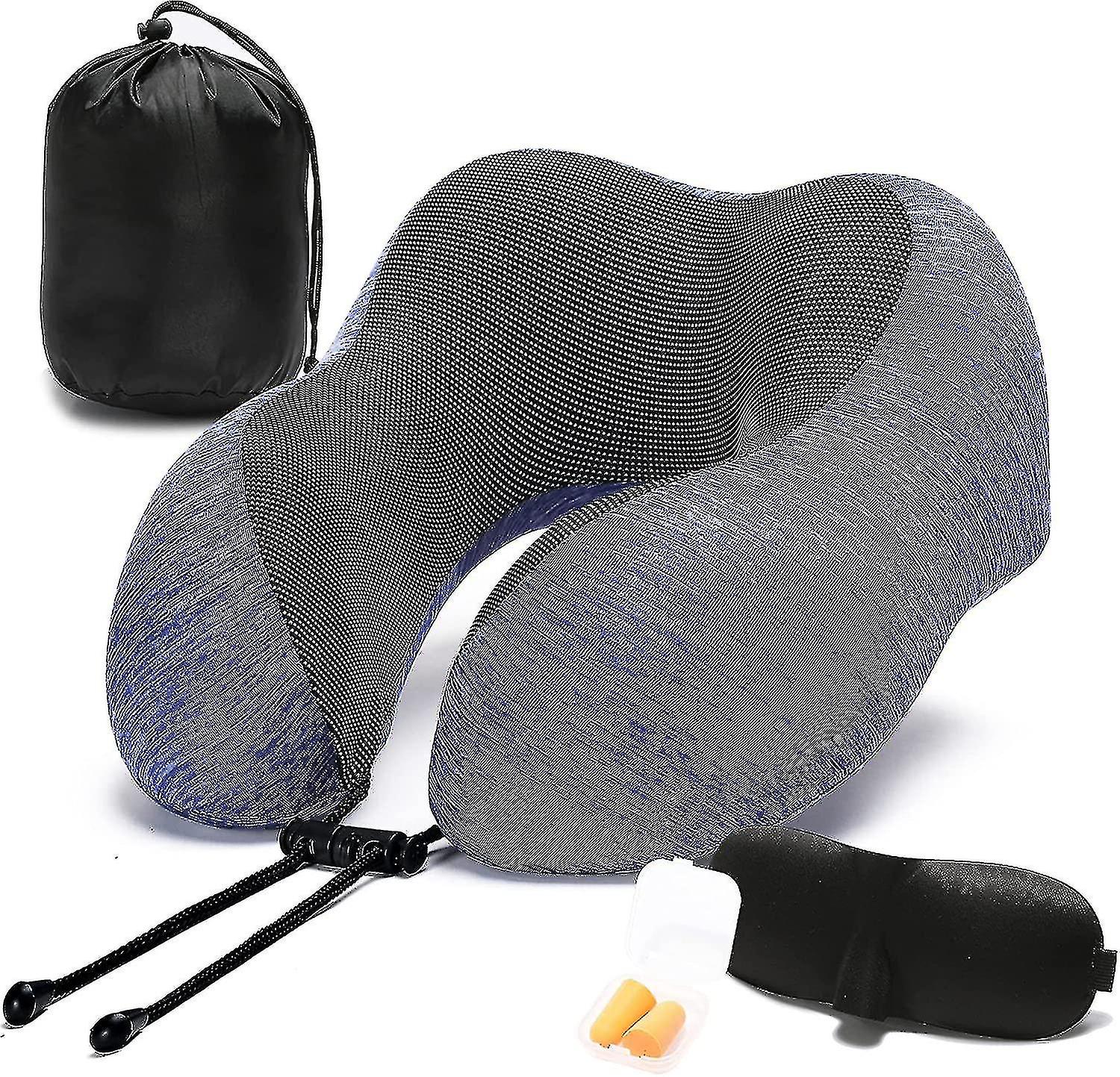 Travel Pillow, 100% Memory Foam Neck Pillow, With Comfortable And Breathable Cover, Airplane Travel Kit Cooling Pillow, With 3d Eye Mask, Earplugs And