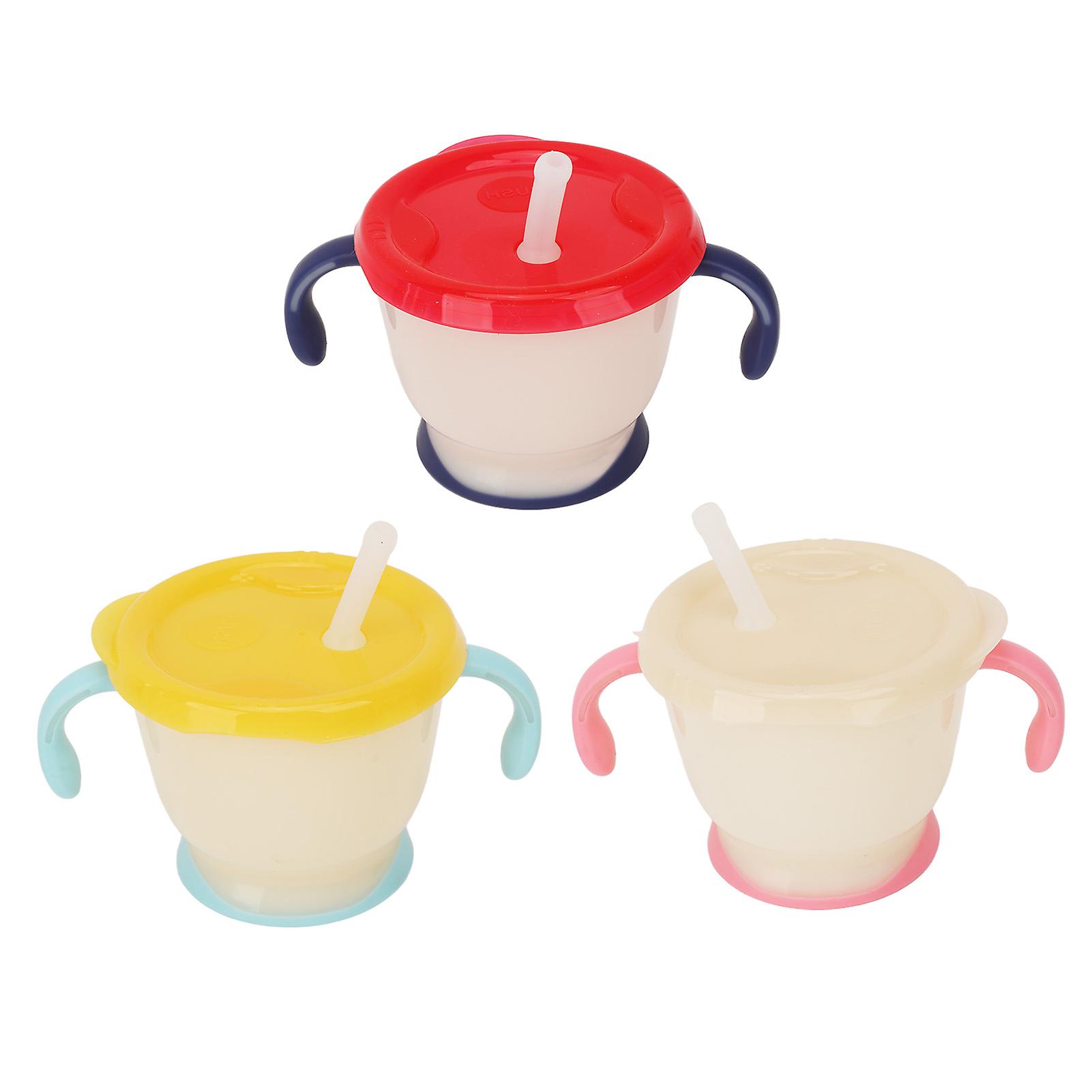 Lot de 3 gobelets anti-fuites pour bébé de 150 ml avec paille élastique