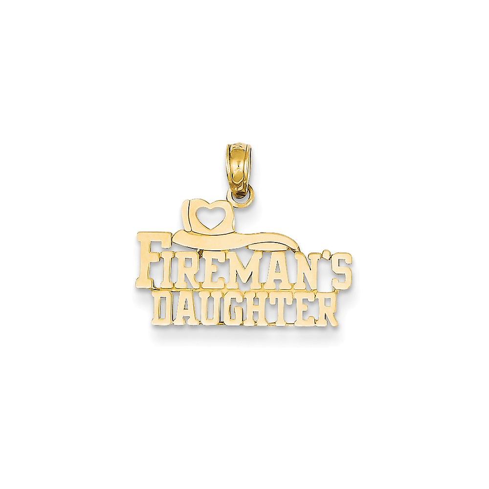 14k Yellow Gold Solid Textured Polished Firemans Daughter Pendant Necklace 17x20mm-Pendant for Women