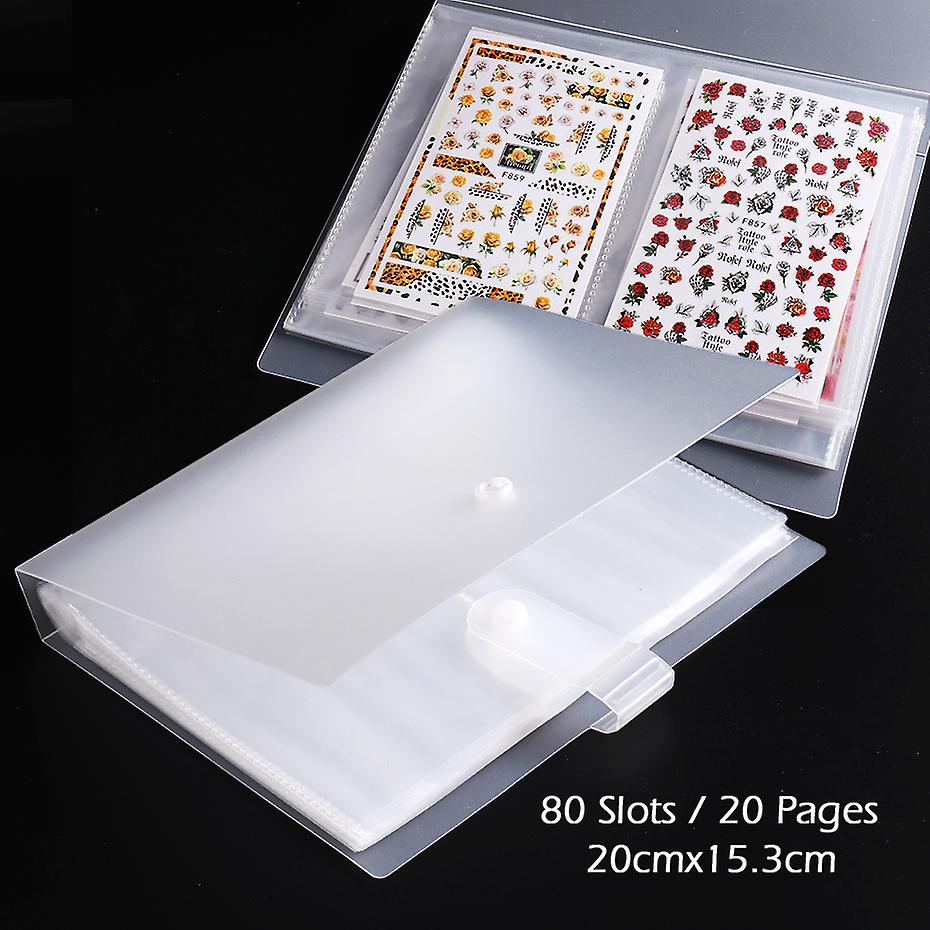 80 Slots Nail Stickers Storage Book Empty Slider Collection Book Holder Display Showing Shelf Decal Photo Album Manicure Tools